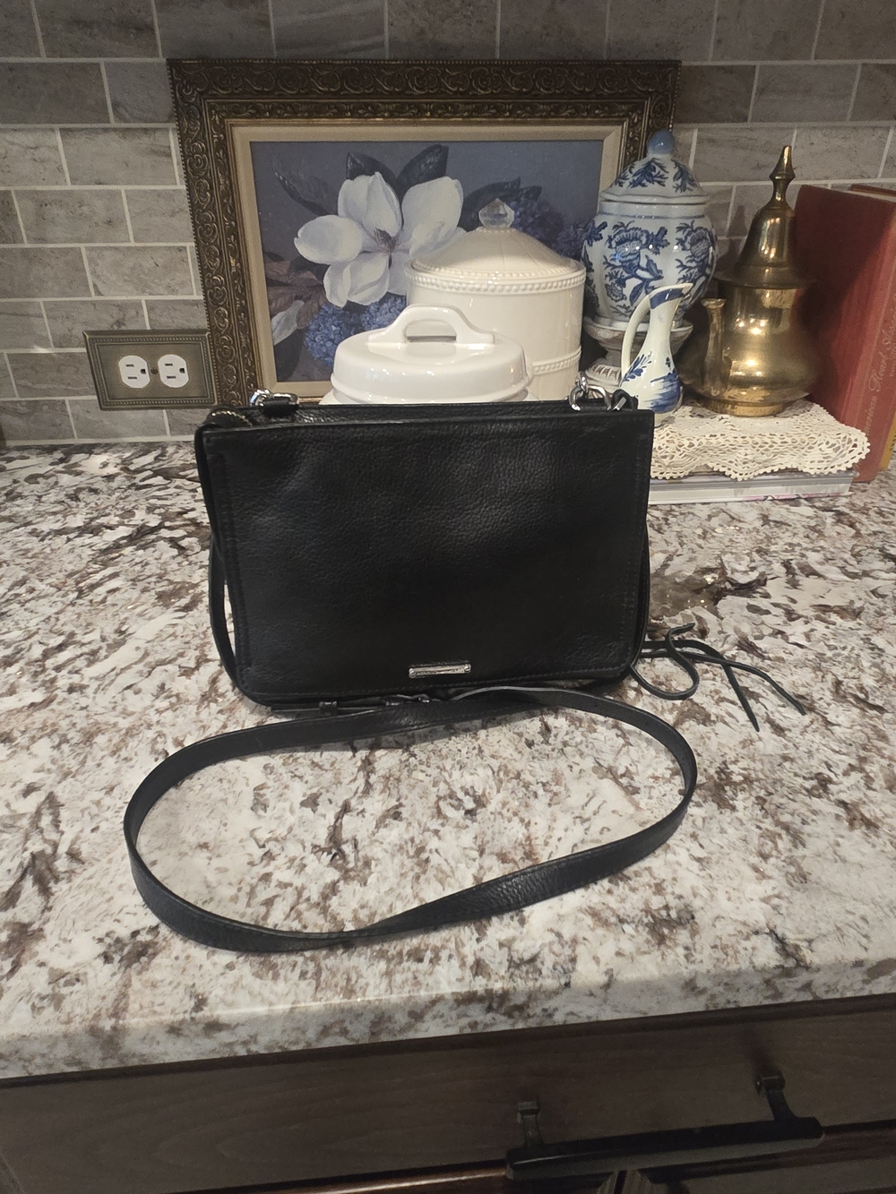Rebecca Minkoff Black Pebbled Leather Crossbody Bag